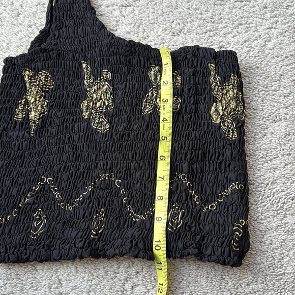 RIMA beachwear One Shoulder Smocked Crop Top | Fits S/M | Black & Gold - Picture 5 of 6